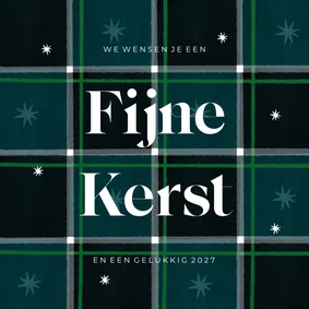 Kerstkaart met plaid patroon fijne kerst groen sterren