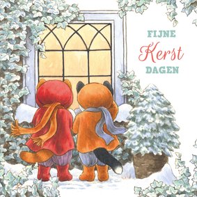 Kerstkaart met poes Molly en Benno