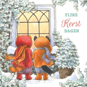 Kerstkaart met poes Molly en Benno