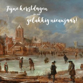 Kerstkaart met schilderij Aert van der Neer