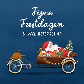 Kerstkaart met slapende kerstman