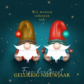 Kerstkaart met twee kabouters