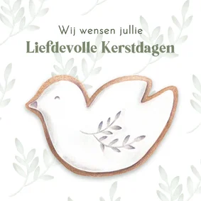 Kerstkaart met vredesduif kerstkoekje