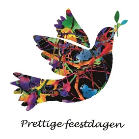 Kerstkaart met vredesduif - kleurrijk