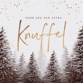 Kerstkaart moeilijke kerst knuffel kerstbomen winter