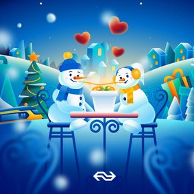 Kerstkaart NS Wintercity vierkant