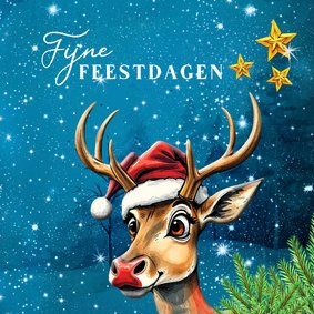 Kerstkaart onder de sterren hert