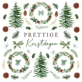 Kerstkaart patroon van kerstkrans met strik en kersttakken