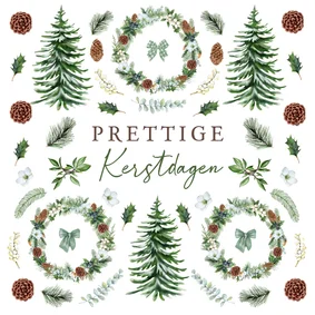 Kerstkaart patroon van kerstkrans met strik en kersttakken