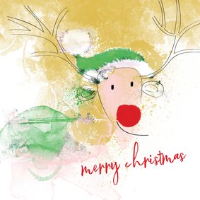 Kerstkaart red nose rudolph