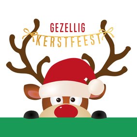 Kerstkaart rendier gezellig kerstfeest