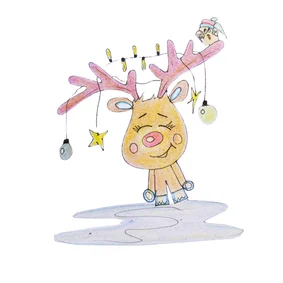 Kerstkaart rendier met kerstversiering