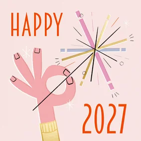 Kerstkaart retro vuurwerk happy 2027 nieuwjaar