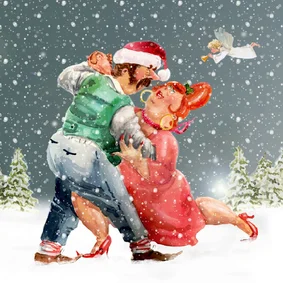 Kerstkaart romantisch paar