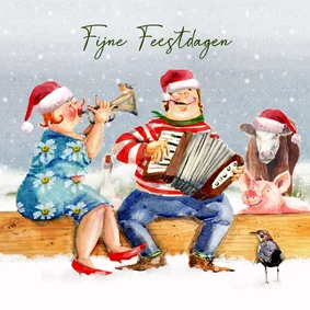 Kerstkaart samen muziek maken