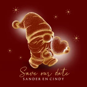 Kerstkaart Save the Date met kabouter