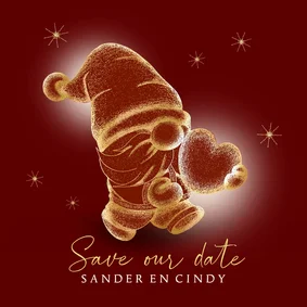 Kerstkaart Save the Date met kabouter