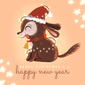 Kerstkaart schattige puppy met kerstmuts