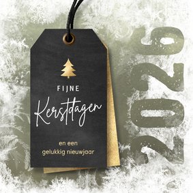 Kerstkaart sneeuw met label