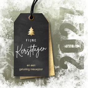 Kerstkaart sneeuw met label