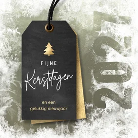 Kerstkaart sneeuw met label