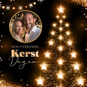 Kerstkaart sparkle and shine lichtgevende kerstboom sterren