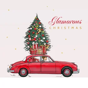 Kerstkaart sportwagen rood