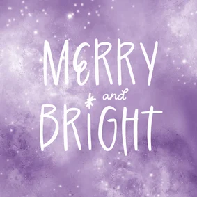 Kerstkaart sprankelend glitter paars merry and bright