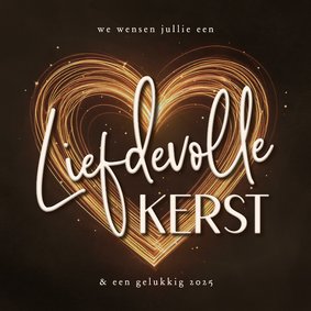 Kerstkaart sprankelend hart liefdevolle kerst bruin