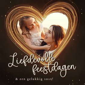 Kerstkaart sprankelend hart liefdevolle kerst met foto