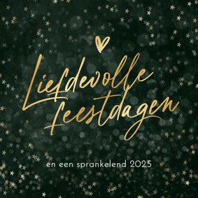 Kerstkaart sprankelend liefdevolle feestdagen sterren hartje