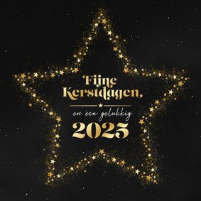 Kerstkaart ster fijne kerstdagen gelukkig 2025 goud