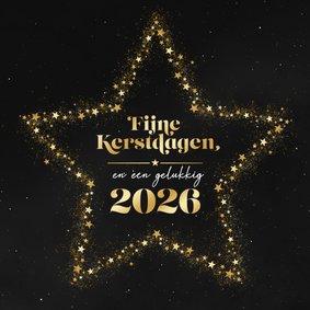 Kerstkaart ster fijne kerstdagen gelukkig 2026 goud
