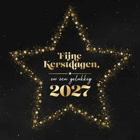 Kerstkaart ster fijne kerstdagen gelukkig 2027 goud
