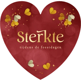 Kerstkaart sterkte tijdens de feestdagen hartvorm goud rood