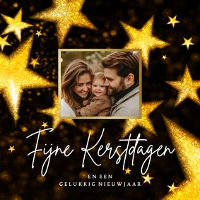 Kerstkaart sterren en foto kerstdagen