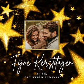 Kerstkaart sterren en foto kerstdagen
