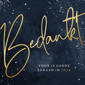 Kerstkaart stijlvol bedankt in goudlook