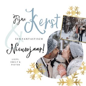 Kerstkaart stijlvol fotokaart kerststerren goudlook 