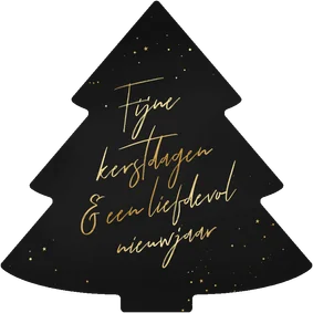 Kerstkaart stijlvol kerstboomvorm sierlijke tekst liefdevol