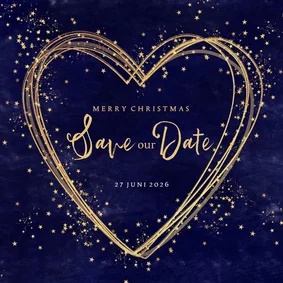 Kerstkaart stijlvolle Save the date kaart hart en sterren