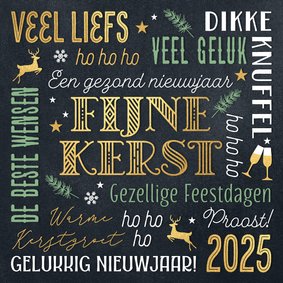 Kerstkaart teksten goud en groen typografie