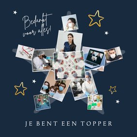 Kerstkaart topper ster fijne feestdagen zorg bedankt