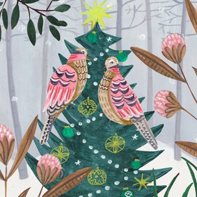 Kerstkaart 'Two turtle doves' illustratie