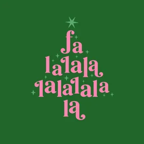 Kerstkaart typo kleurentrend falalala liedje kerstboom ster