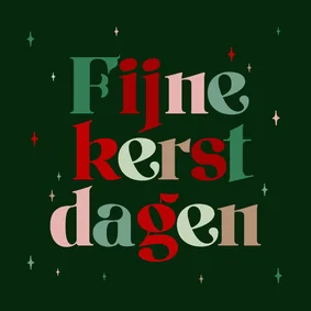 Kerstkaart typografie kleuren fijne kerstdagen sterren