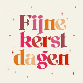 Kerstkaart typografie kleurrijk fijne kerstdagen sterren