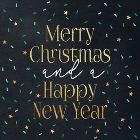 Kerstkaart typografie met confetti