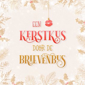 Kerstkaart typografisch kerstkus door de brievenbus