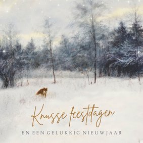 Kerstkaart van vos in het bos